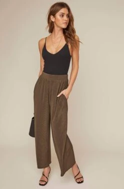 Pleated Wide Leg Pant -Astr The Label Shop AP7071 OLIVE 5A