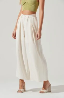 Pleated Front Wide Leg Trouser -Astr The Label Shop AP7224 CREAM 1207
