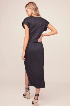 Plisse Midi Skirt -Astr The Label Shop AS9032 BLACK 4 Edit