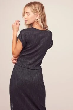 Plisse Midi Skirt -Astr The Label Shop AS9032 BLACK 5 Edit