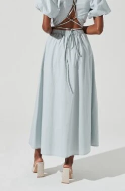 Poplin Midi Skirt -Astr The Label Shop AS9098 DUSTYBLUE 3