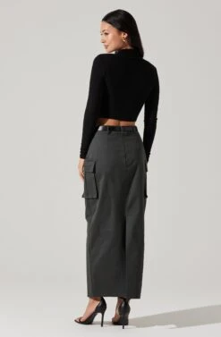 High Rise Cargo Maxi Skirt -Astr The Label Shop AS9163 CHARCOAL 4 83ec8c59 f824 4f28 a5f9 e92f945bf8fc