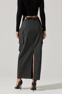 High Rise Cargo Maxi Skirt -Astr The Label Shop AS9163 CHARCOAL 6
