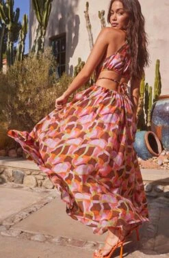 Sivana Halter Neck Geo Print Maxi Dress -Astr The Label Shop ASTR SUMMER23 0035