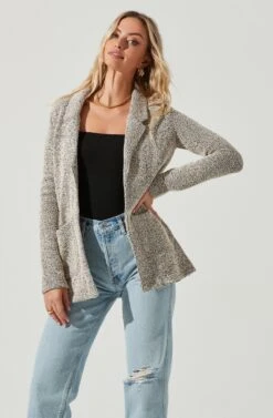 Tweed Oversized Blazer 12 Tweed Oversized Blazer -Astr The Label Shop AT12897 CREAM BLACK 3
