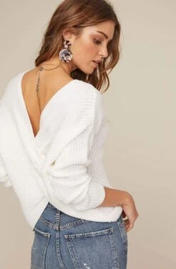 Twist Back Sweater -Astr The Label Shop AT13233 WHITE 11
