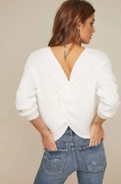Twist Back Sweater -Astr The Label Shop AT13233 WHITE 12