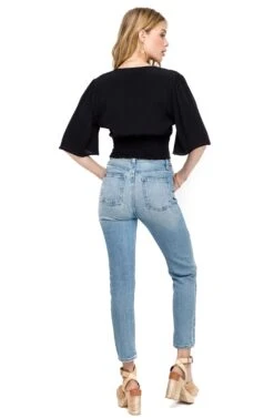 Flared Sleeve Banded Crop Top 9 Flared Sleeve Banded Crop Top -Astr The Label Shop AT13720 BLACK 03