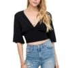 Flared Sleeve Banded Crop Top