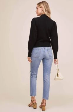 Lana Puff Sleeve Sweater -Astr The Label Shop AT15096B BLACK 4