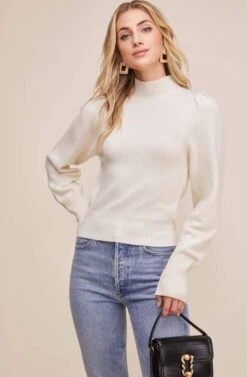 Lana Puff Sleeve Sweater -Astr The Label Shop AT15096B OFF WHITE 3