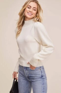 Lana Puff Sleeve Sweater -Astr The Label Shop AT15096B OFF WHITE 4