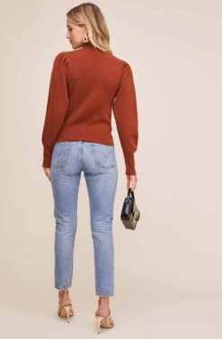 Lana Puff Sleeve Sweater -Astr The Label Shop AT15096B RUST 3