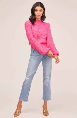 Pointelle Sweater -Astr The Label Shop AT15454B PINK MAGENTA 1