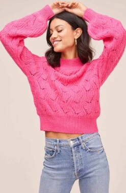 Pointelle Sweater -Astr The Label Shop AT15454B PINK MAGENTA 4