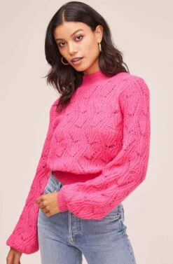Pointelle Sweater -Astr The Label Shop AT15454B PINK MAGENTA 5