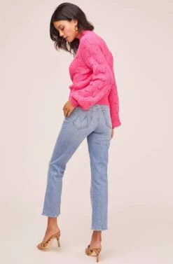 Pointelle Sweater -Astr The Label Shop AT15454B PINK MAGENTA 6