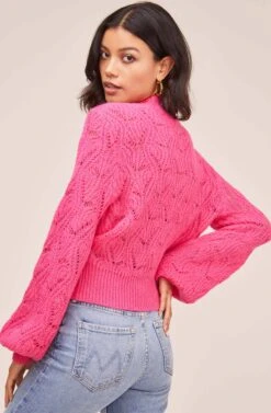 Pointelle Sweater -Astr The Label Shop AT15454B PINK MAGENTA 7