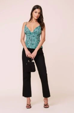 Button Front Wrap Cami -Astr The Label Shop AT15468 003 GREEN BLACKMULTI 3