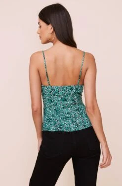Button Front Wrap Cami -Astr The Label Shop AT15468 003 GREEN BLACKMULTI 4
