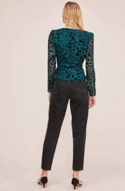 Burnout Leopard Wrap Top -Astr The Label Shop AT15511B TEAL BLACK LEOPARD 3
