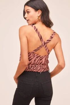 Cross Back Top 9 Cross Back Top -Astr The Label Shop AT15556B MAUVE ZEBRA PRINT 4