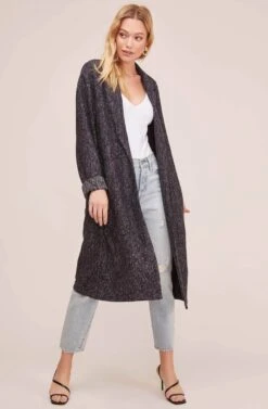 Quebec Long Jacket -Astr The Label Shop AT15604 NAVY IVORY 1