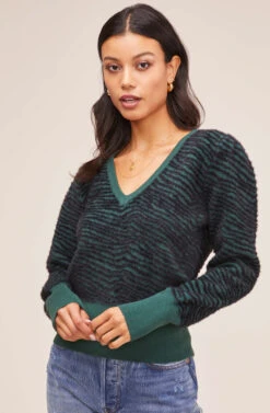 Tiger Pullover Sweater -Astr The Label Shop AT15617 HUNTER GREEN 2