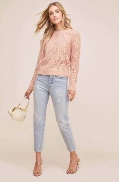 Dee Dee Pointelle Sweater -Astr The Label Shop AT15622 BLUSH 1