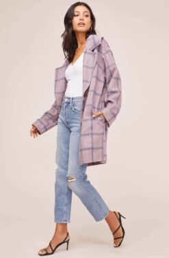 Cozy Coat -Astr The Label Shop AT15630 PURPLE BLUE PLAID 3