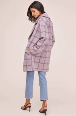 Cozy Coat -Astr The Label Shop AT15630 PURPLE BLUE PLAID 5