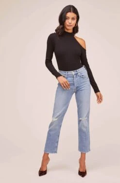 Junction Long Sleeve Bodysuit -Astr The Label Shop AT15790 BLACK 1
