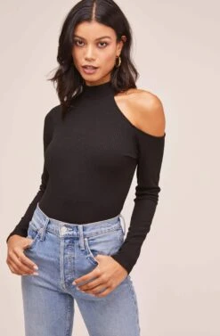 Junction Long Sleeve Bodysuit -Astr The Label Shop AT15790 BLACK 2