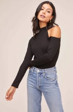 Junction Long Sleeve Bodysuit -Astr The Label Shop AT15790 BLACK 3