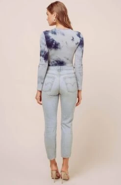 Tie Dye V Neck Bodysuit -Astr The Label Shop AT15898 NAVY TIE DYE 5