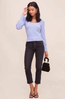 Square Neck Sweater -Astr The Label Shop AT15961 003 POWDERBLUE 1