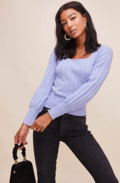 Square Neck Sweater -Astr The Label Shop AT15961 003 POWDERBLUE 6