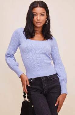 Square Neck Sweater -Astr The Label Shop AT15961 003 POWDERBLUE 7