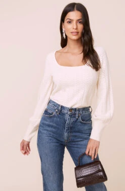 Square Neck Sweater -Astr The Label Shop AT15961 OATMEAL 1