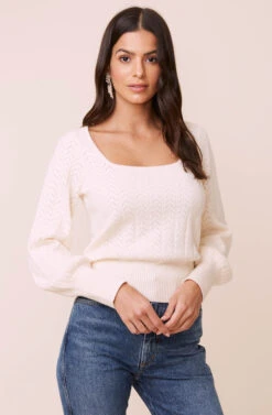 Square Neck Sweater -Astr The Label Shop AT15961 OATMEAL 5