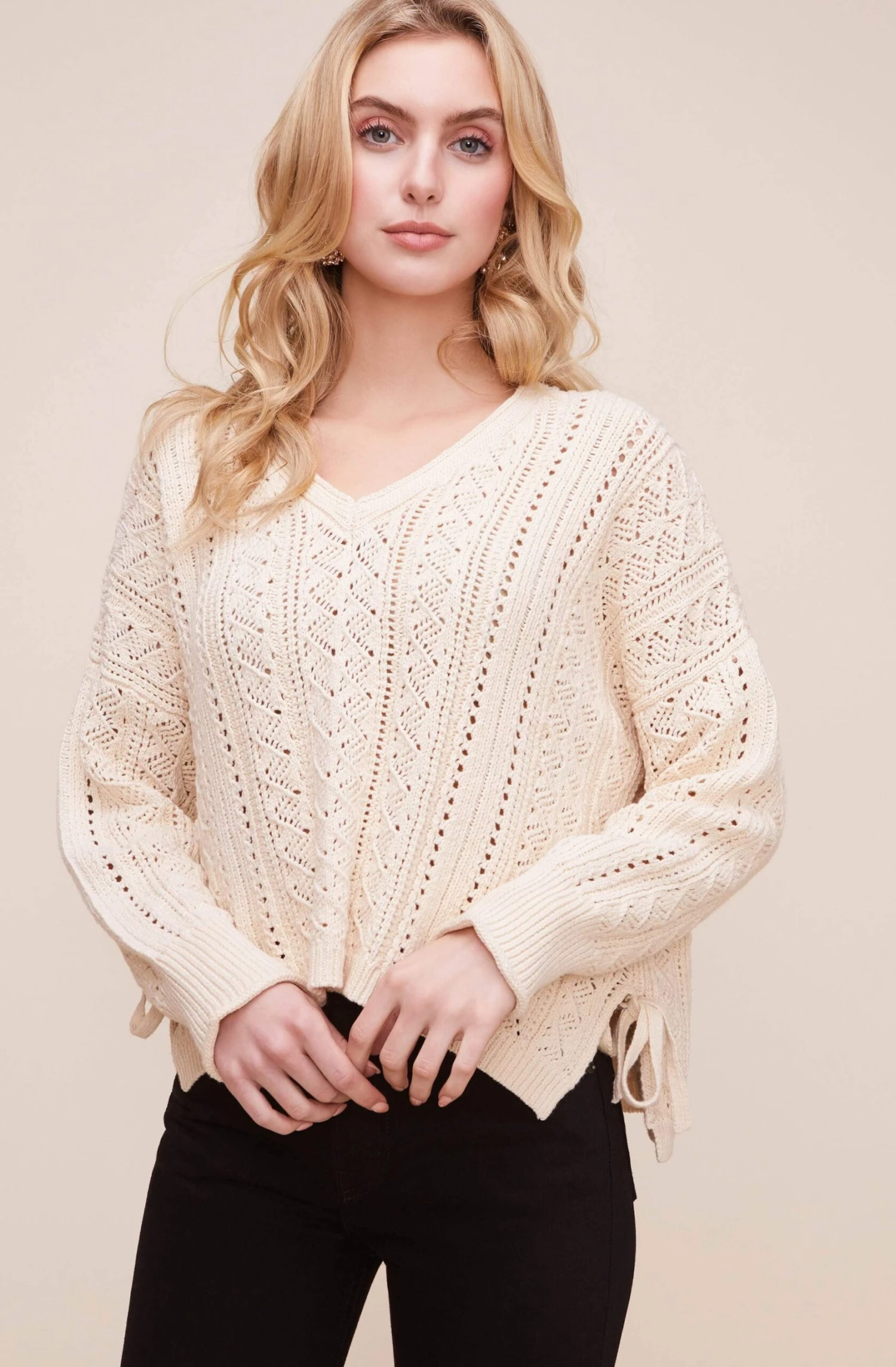 Open Weave V Neck Sweater 7 Open Weave V Neck Sweater - Image 5