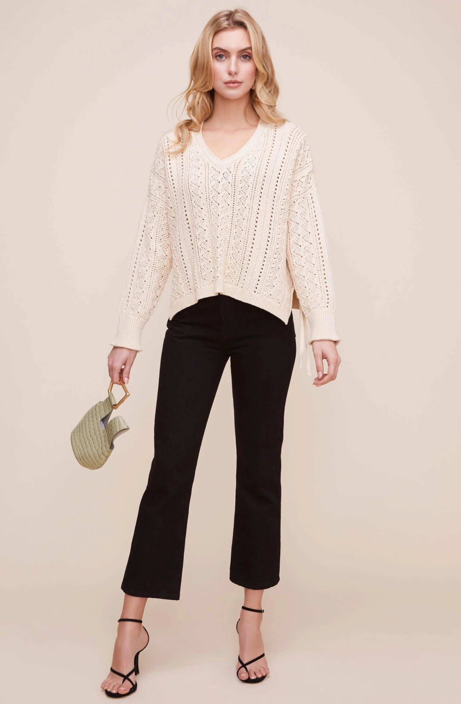 Open Weave V Neck Sweater 4 Open Weave V Neck Sweater - Image 2
