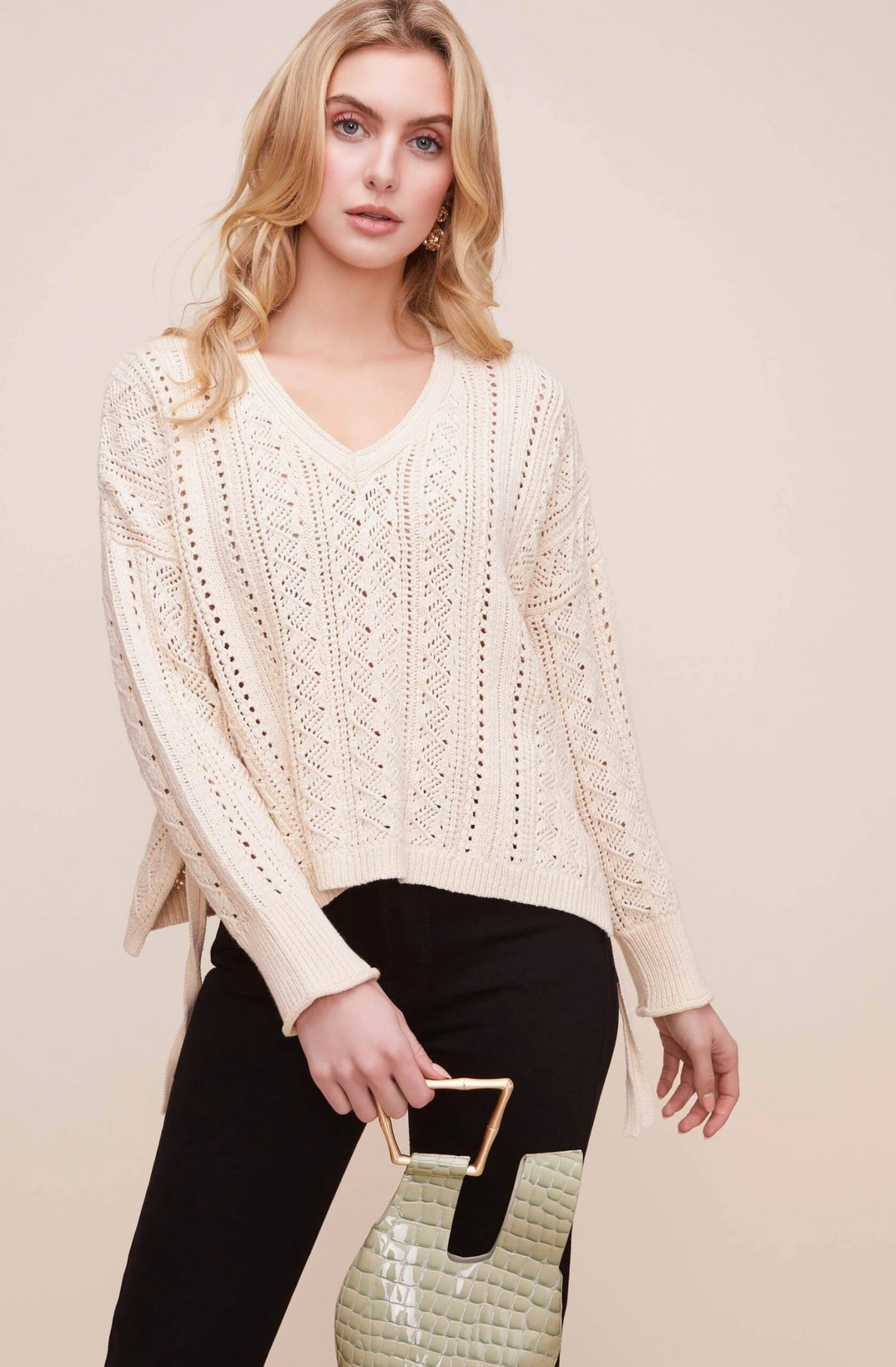 Open Weave V Neck Sweater 3 Open Weave V Neck Sweater