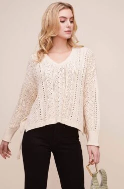 Open Weave V Neck Sweater 11 Open Weave V Neck Sweater -Astr The Label Shop AT16008 NATURAL 5 6f8ce32d 7c0f 4514 b0e8 e0be4e00f428