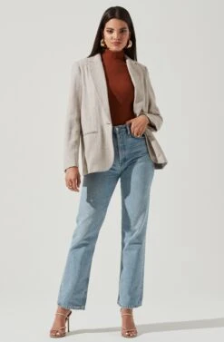 One Button Blazer -Astr The Label Shop AT16133 TAUPE 1