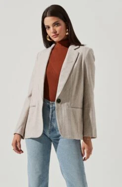 One Button Blazer -Astr The Label Shop AT16133 TAUPE 2