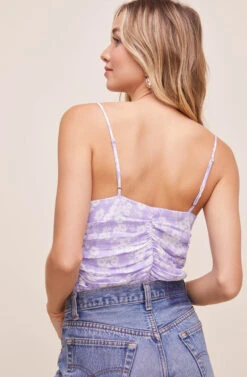 Ruched Floral Cami -Astr The Label Shop AT16159 LAVENDER DAISY 13
