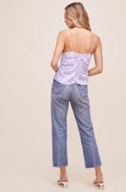 Ruched Floral Cami -Astr The Label Shop AT16159 LAVENDER DAISY 2