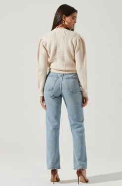 Wrap Pointelle Sweater -Astr The Label Shop AT16270 ECRU 3