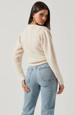 Wrap Pointelle Sweater -Astr The Label Shop AT16270 ECRU 4